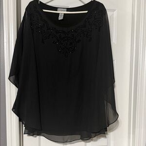 Catherines Elegant Black Beaded Blouse